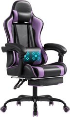 Shahoo Footrest and Massage Lumbar Support, Video Game Chairs Height Adjustable Seat with Headrest for Office or Bedroom, Study Room, Blue - Grand Goldman