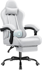 Shahoo Footrest and Massage Lumbar Support, Video Game Chairs Height Adjustable Seat with Headrest for Office or Bedroom, Study Room, Blue - Grand Goldman