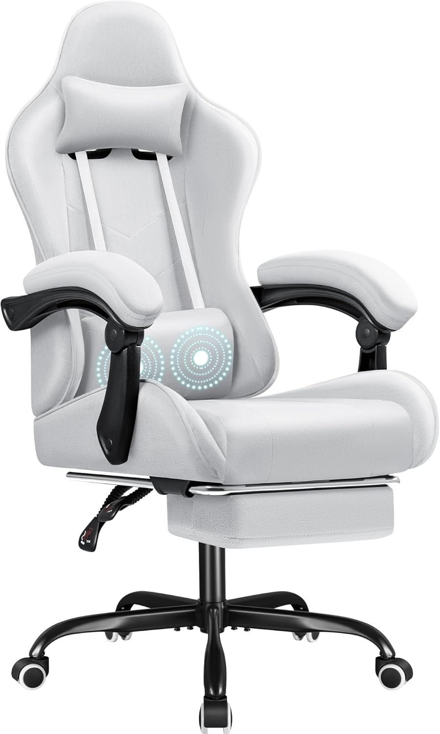 Shahoo Footrest and Massage Lumbar Support, Video Game Chairs Height Adjustable Seat with Headrest for Office or Bedroom, Study Room, Blue - Grand Goldman