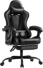 Shahoo Footrest and Massage Lumbar Support, Video Game Chairs Height Adjustable Seat with Headrest for Office or Bedroom, Study Room, Blue - Grand Goldman