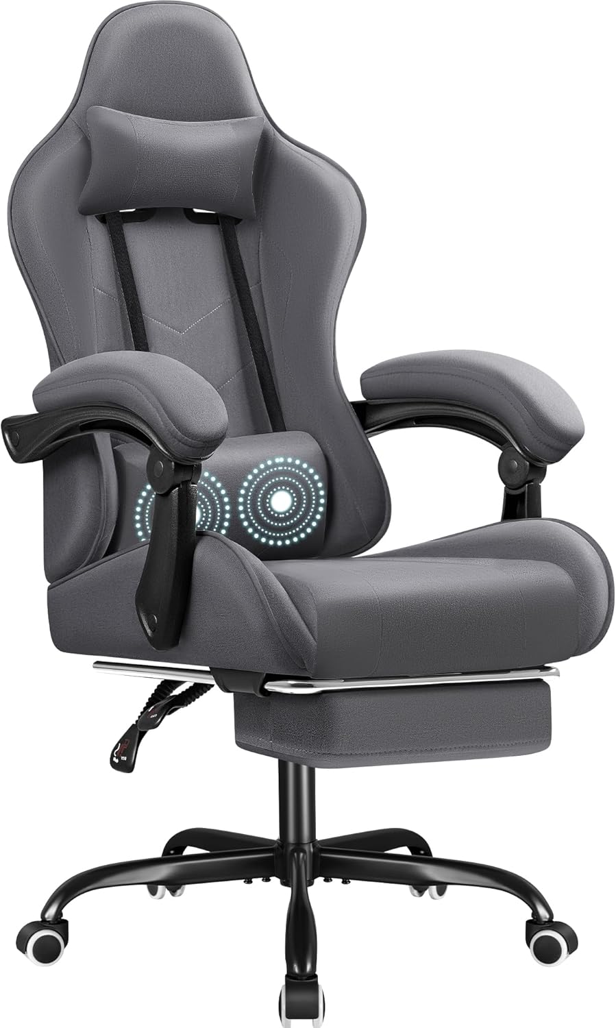 Shahoo Footrest and Massage Lumbar Support, Video Game Chairs Height Adjustable Seat with Headrest for Office or Bedroom, Study Room, Blue - Grand Goldman