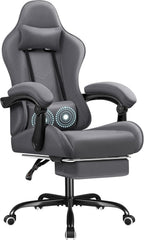 Shahoo Footrest and Massage Lumbar Support, Video Game Chairs Height Adjustable Seat with Headrest for Office or Bedroom, Study Room, Blue - Grand Goldman