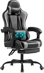Shahoo Footrest and Massage Lumbar Support, Video Game Chairs Height Adjustable Seat with Headrest for Office or Bedroom, Study Room, Blue - Grand Goldman