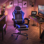 Shahoo Footrest and Massage Lumbar Support, Video Game Chairs Height Adjustable Seat with Headrest for Office or Bedroom, Study Room, Blue - Grand Goldman