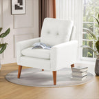 Shahoo Set of 2 Mid-Century Modern Fabric Accent Chair Upholstered Lounge Armchair with Solid Wood Frame & Soft Cushion for Living Room, Bedroom, Belcony, Beige - Grand Goldman