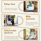 Shahoo Set of 2 Mid-Century Modern Fabric Accent Chair Upholstered Lounge Armchair with Solid Wood Frame & Soft Cushion for Living Room, Bedroom, Belcony, Beige - Grand Goldman