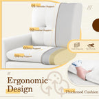 Shahoo Set of 2 Mid-Century Modern Fabric Accent Chair Upholstered Lounge Armchair with Solid Wood Frame & Soft Cushion for Living Room, Bedroom, Belcony, Beige - Grand Goldman