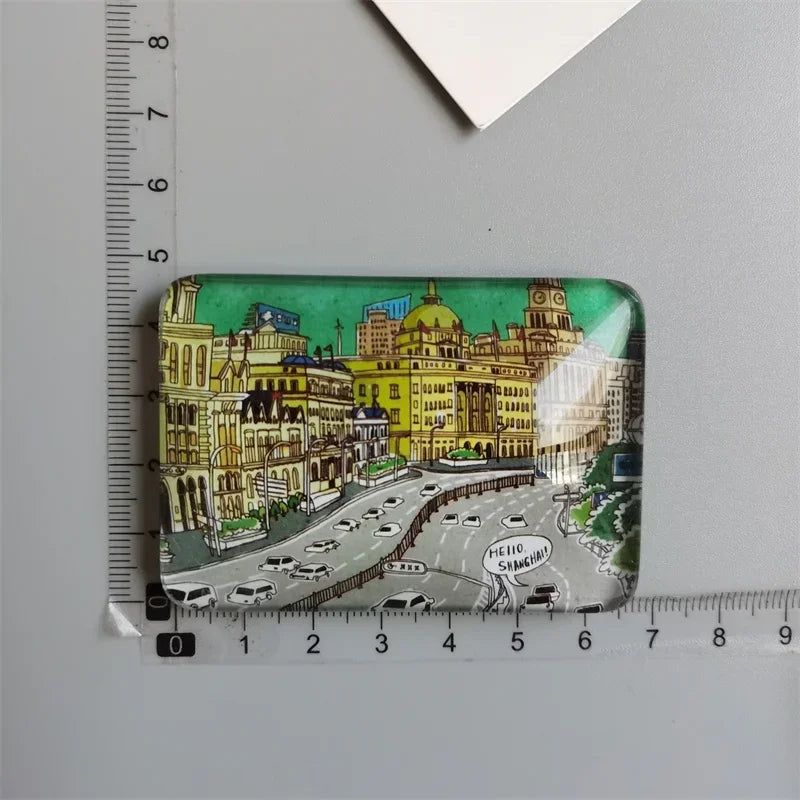 Shanghai refrigerator sticker tourist souvenir crystal glass magnetic Yuyuan Garden Bund Oriental Pearl China travel - Grand Goldman