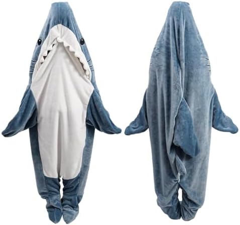 Shark Blanket Hoodie Onesie Adult & Kid, Wearable Shark Blanket, Shark Sleeping Bag, Soft Cozy Shark Onesie Costume - Grand Goldman