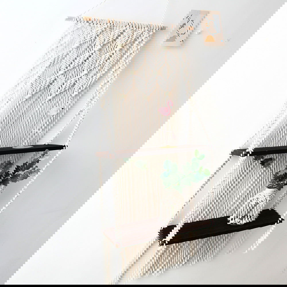 Shelf Woven Tapestry Rack Wall Hanging Wall Decoration Two-layer Cotton Rope Rack - Grand Goldman