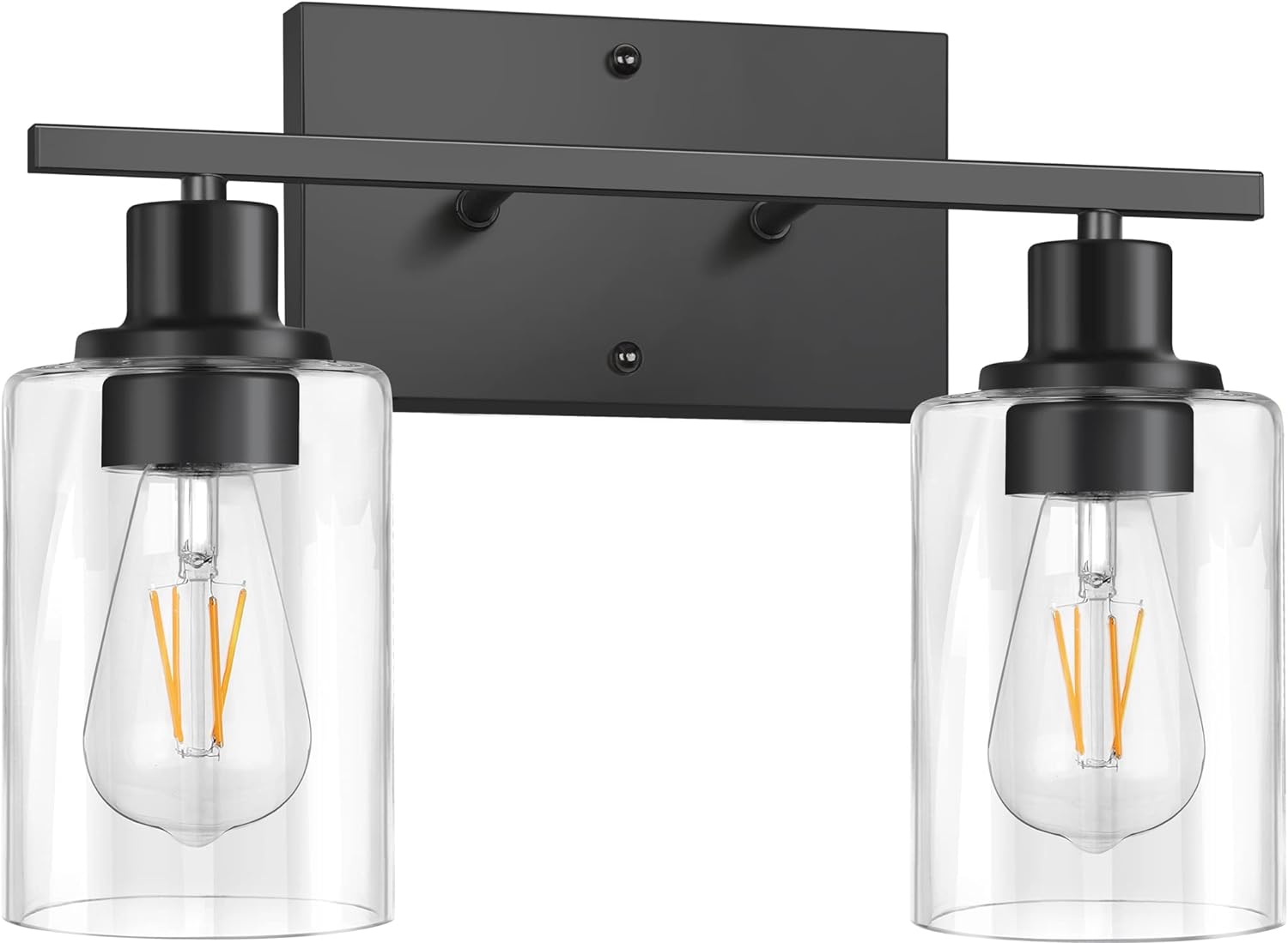 ShineTech 2-Light Bathroom Light Fixtures, Modern Vanity Lights with Clear Glass Shade, Brushed Nickel Bathroom Vanity Light Over Mirror, Living Room - Grand Goldman