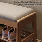 Shoe Rack Bench with Cushion,2 Tiers Shoe Bench with Flip-Open Storage Box,Wood Entryway Bench for Hallway, Mudroom（Walnut 2-Tier,31.5"） - Grand Goldman