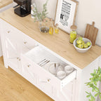 Sideboard Buffet Cabinet, 55" Large Kitchen Storage Cabinet with 2 Drawers and 4 Doors, Modern Farmhouse Coffee Bar Cabinet, Barn Doors Storage Cabinet for Kitchen, Living Room - Grand Goldman