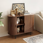 Sideboard Buffet Cabinet with Storage, 40" Storage Cabinet with Sliding Door & Adjustable Shelf, Modern Accent Coffee Bar Cabinet Console Table for Kitchen, Entryway, Bedroom, Walnut - Grand Goldman