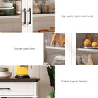 Sideboard Buffet Cabinet with Storage, 60" Buffet Cabinet with 4 Glass Doors and 2 Drawers, Modern Sideboard Cabinet with Adjustable Shelves, Storage Cabinet for Kitchen, Living Room, White - Grand Goldman