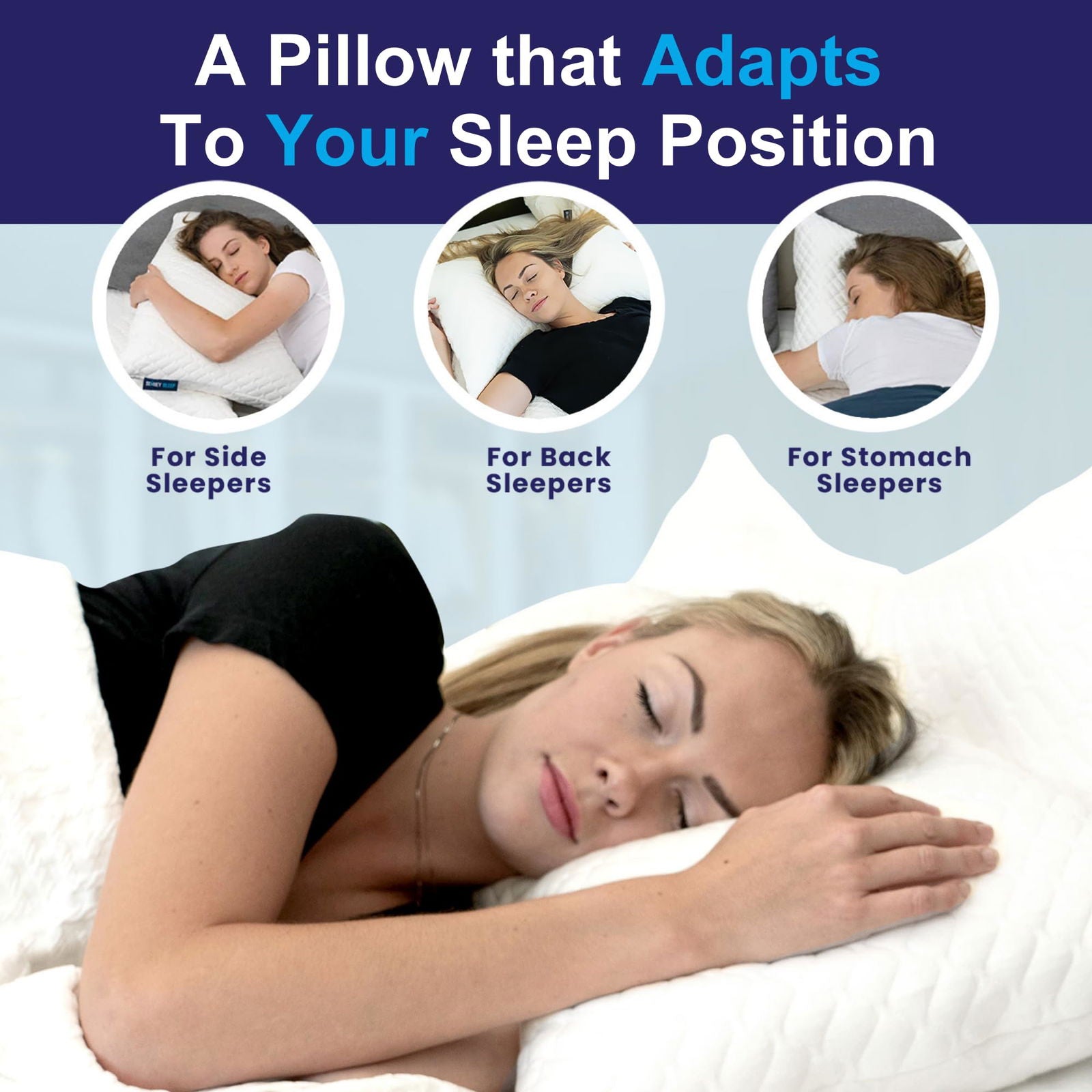 Sidney Sleep Pillow for Side and Back Sleepers - Comfort for Neck and Shoulder Pain - Adjustable and Customizable Shredded Memory Foam Filling - Queen Size - Additional Foam Fill Included (White) - Grand Goldman