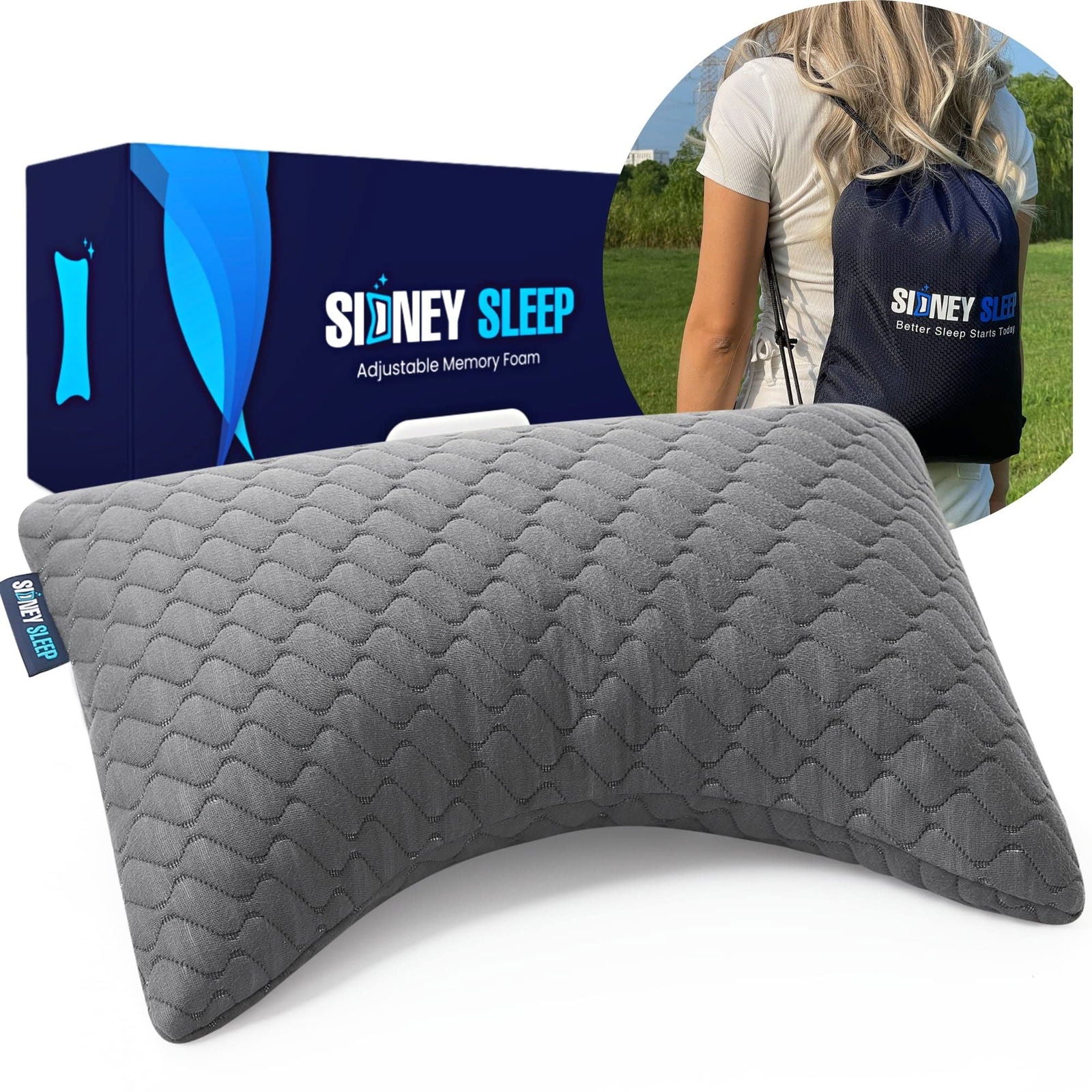 Sidney Sleep Pillow for Side and Back Sleepers - Comfort for Neck and Shoulder Pain - Adjustable and Customizable Shredded Memory Foam Filling - Queen Size - Additional Foam Fill Included (White) - Grand Goldman
