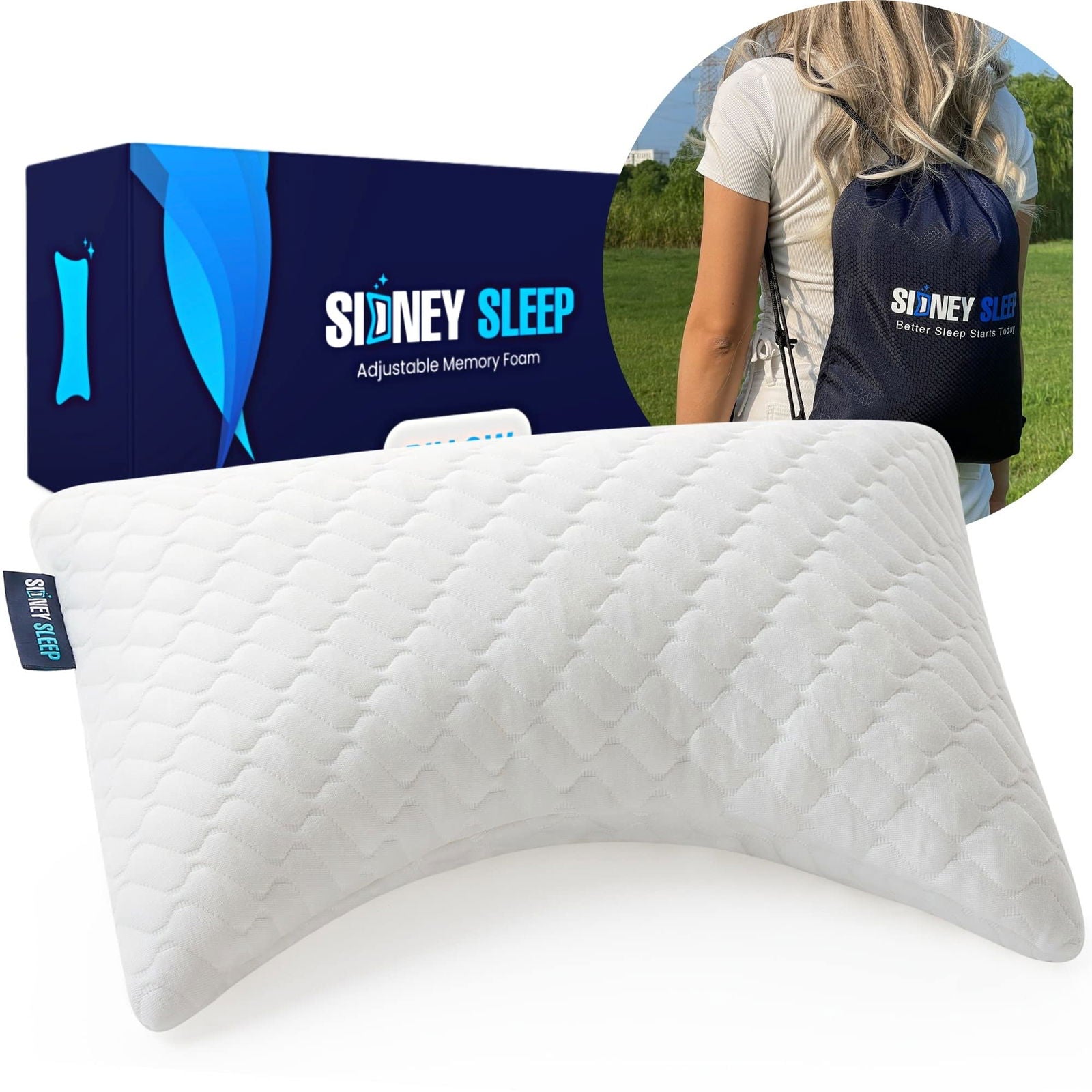 Sidney Sleep Pillow for Side and Back Sleepers - Comfort for Neck and Shoulder Pain - Adjustable and Customizable Shredded Memory Foam Filling - Queen Size - Additional Foam Fill Included (White) - Grand Goldman