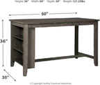 Signature Design by Ashley Caitbrook Rustic Counter Height Dining Table with Storage, Dark Gray - Grand Goldman