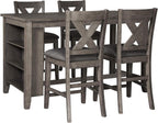 Signature Design by Ashley Caitbrook Rustic Counter Height Dining Table with Storage, Dark Gray - Grand Goldman