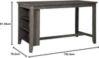 Signature Design by Ashley Caitbrook Rustic Counter Height Dining Table with Storage, Dark Gray - Grand Goldman