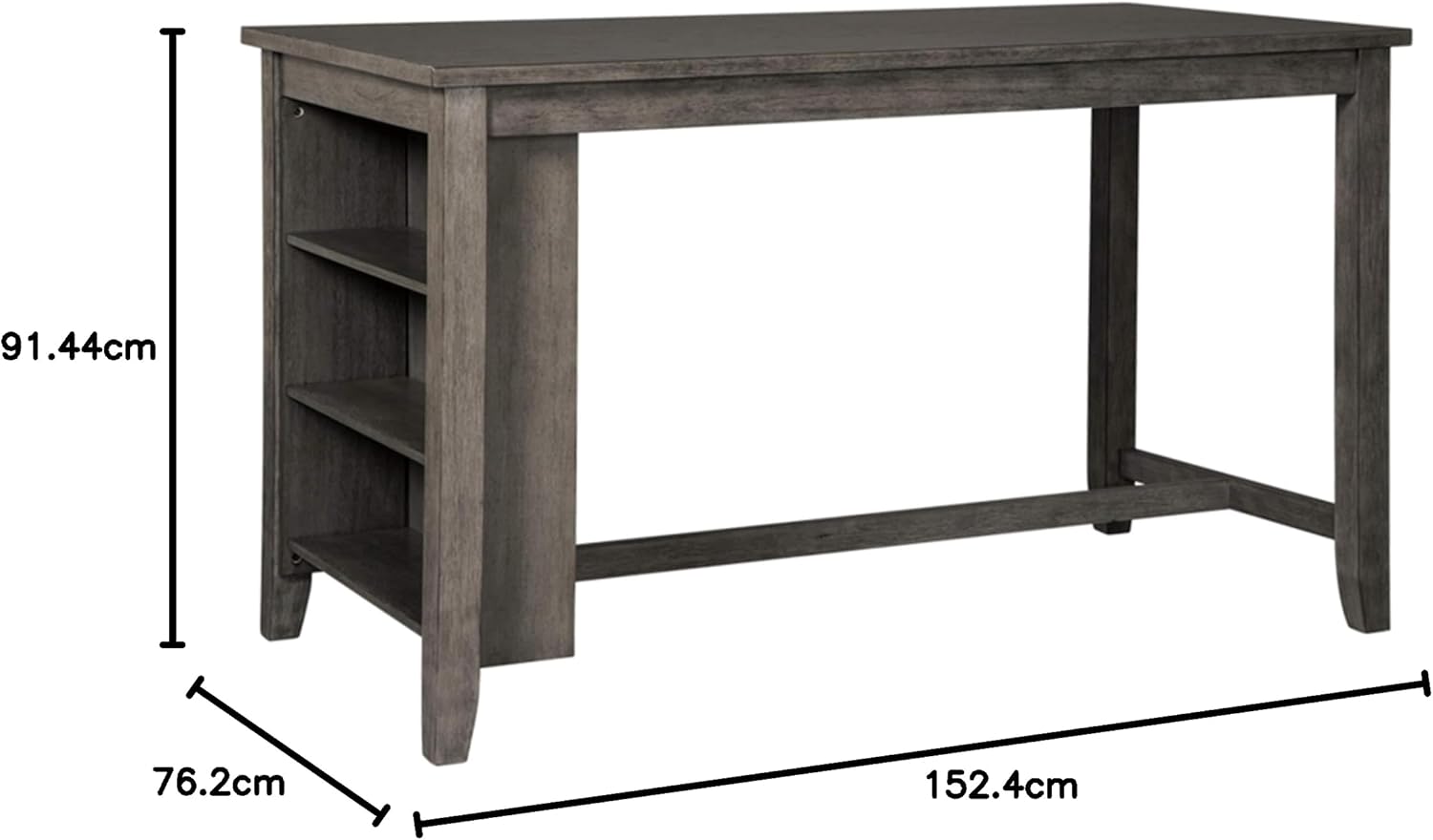 Signature Design by Ashley Caitbrook Rustic Counter Height Dining Table with Storage, Dark Gray - Grand Goldman