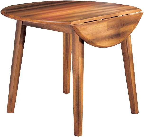 Signature Design by Ashley Hammis Round Dining Room Drop Leaf Table, Dark Brown - Grand Goldman