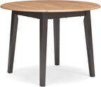 Signature Design by Ashley Hammis Round Dining Room Drop Leaf Table, Dark Brown - Grand Goldman