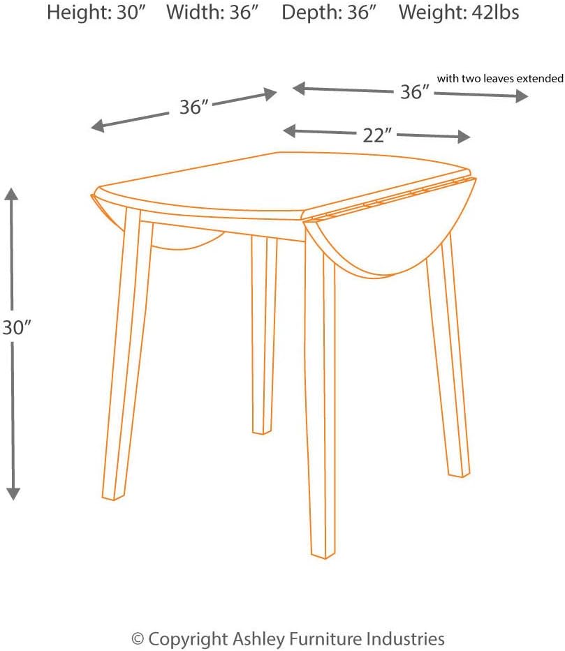 Signature Design by Ashley Hammis Round Dining Room Drop Leaf Table, Dark Brown - Grand Goldman