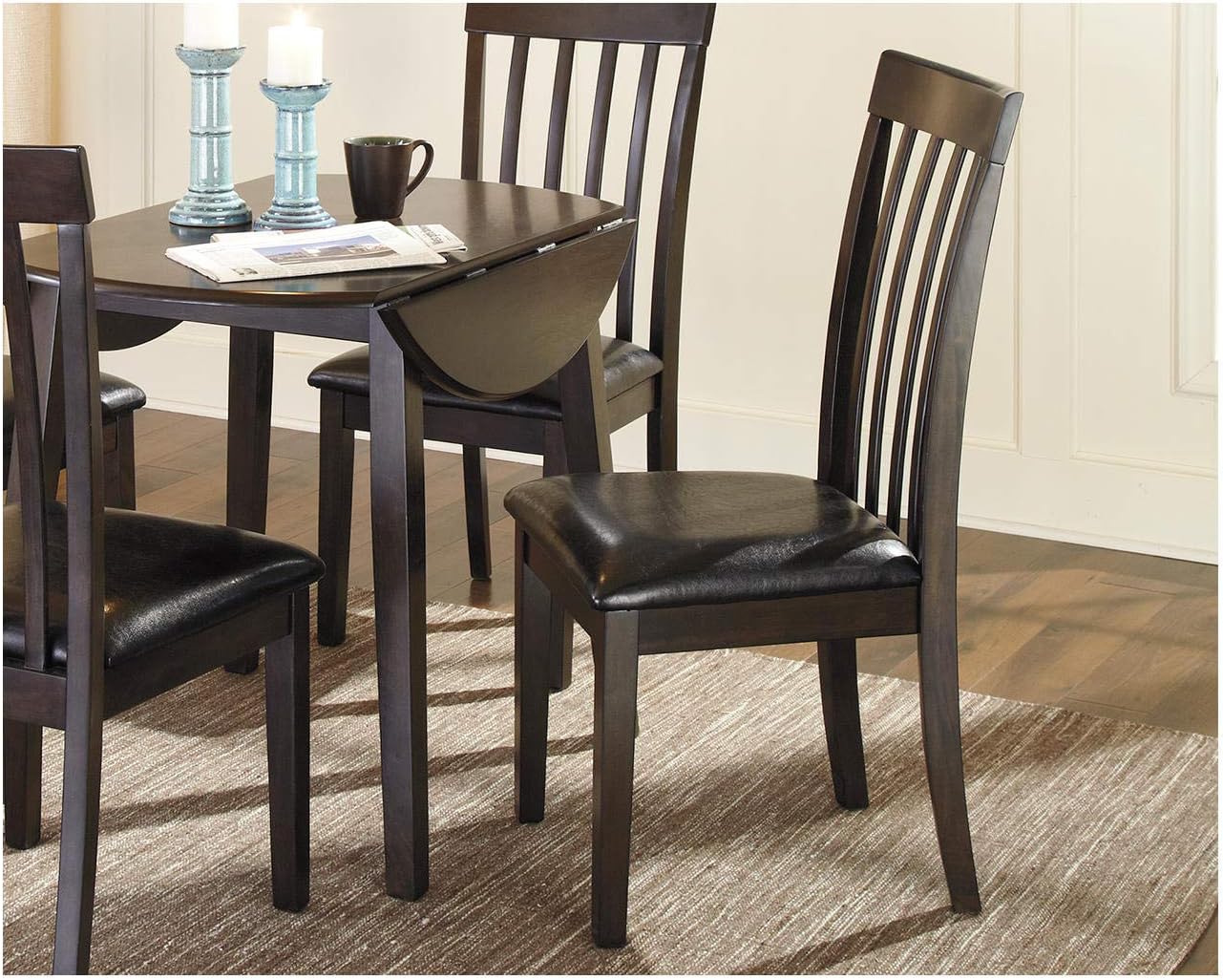Signature Design by Ashley Hammis Round Dining Room Drop Leaf Table, Dark Brown - Grand Goldman