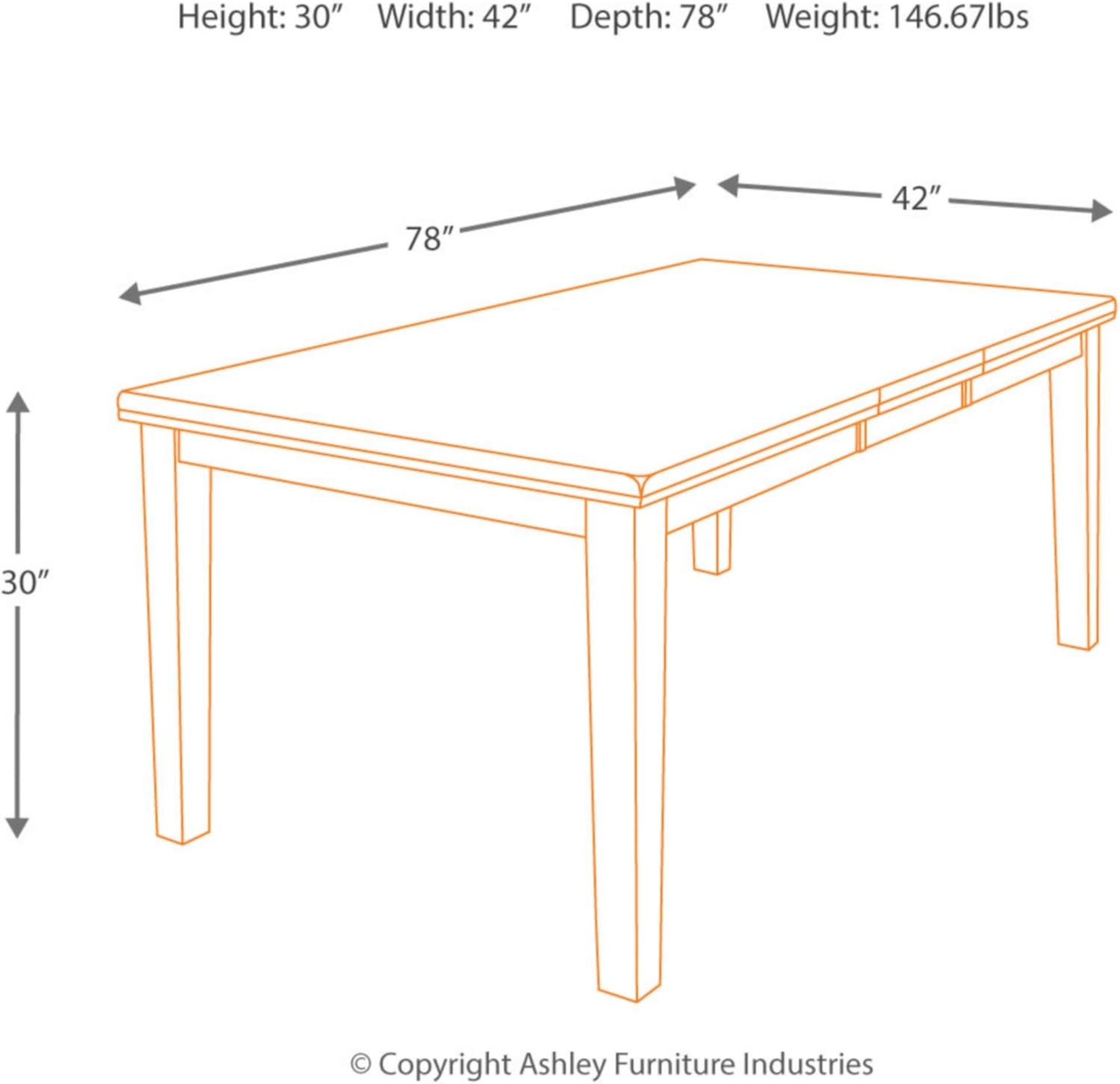 Signature Design by Ashley Ralene Traditional Dining Room Extension Table, Medium Brown - Grand Goldman