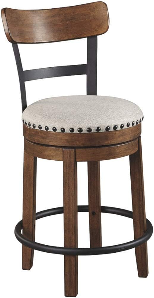 Signature Design by Ashley Valebeck Rustic Farmhouse 24.5” Counter Height Swivel Bar Stool, Brown - Grand Goldman