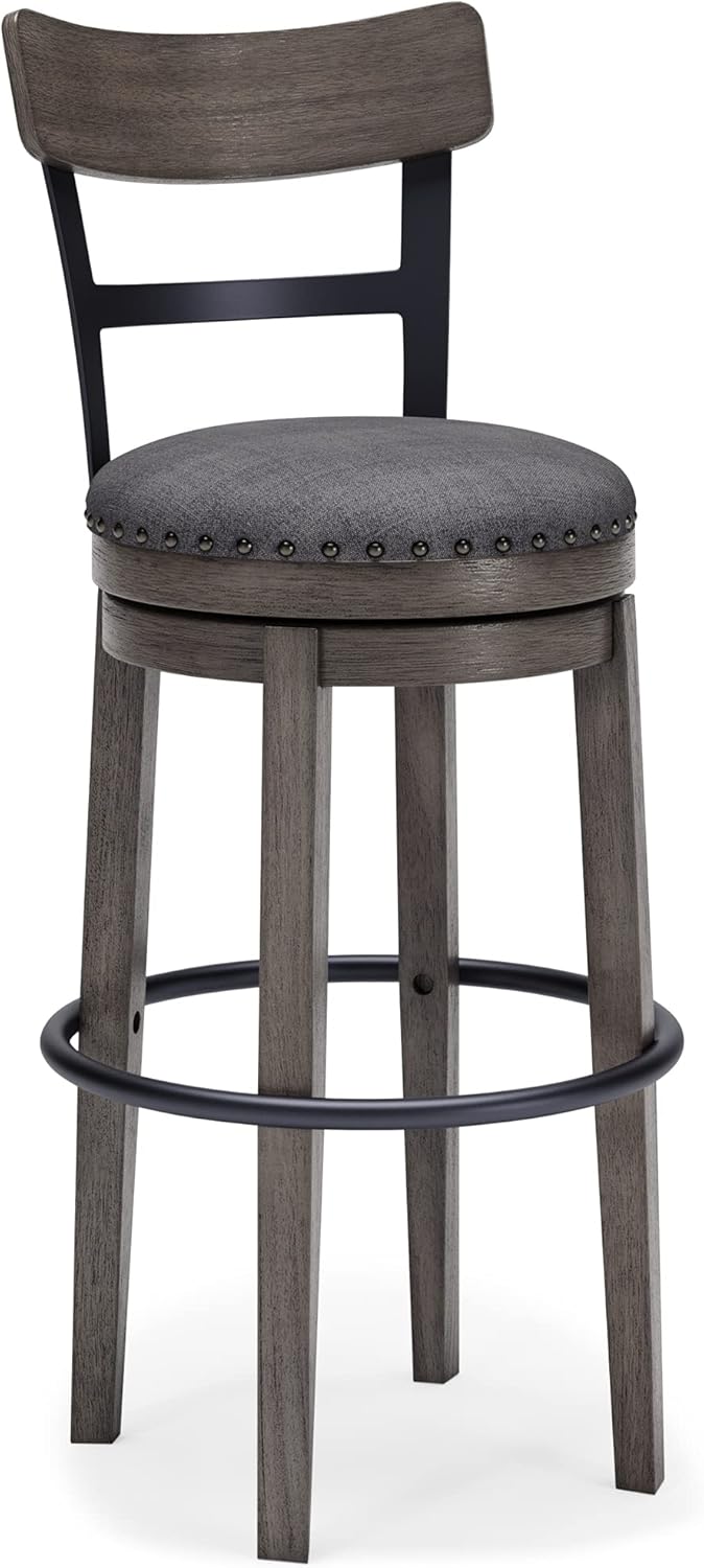 Signature Design by Ashley Valebeck Rustic Farmhouse 24.5” Counter Height Swivel Bar Stool, Brown - Grand Goldman
