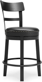 Signature Design by Ashley Valebeck Rustic Farmhouse 24.5” Counter Height Swivel Bar Stool, Brown - Grand Goldman