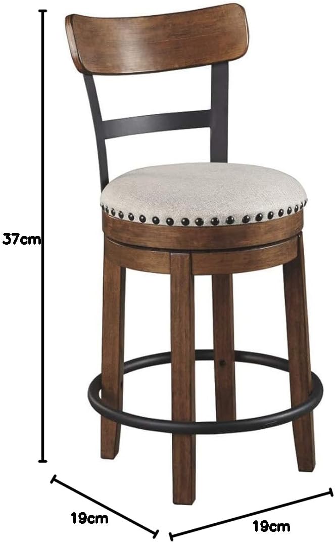 Signature Design by Ashley Valebeck Rustic Farmhouse 24.5” Counter Height Swivel Bar Stool, Brown - Grand Goldman