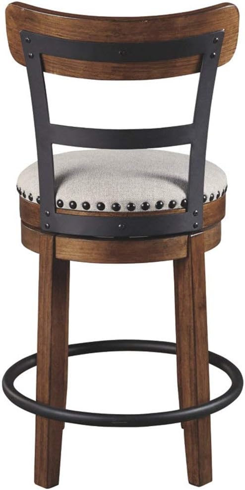 Signature Design by Ashley Valebeck Rustic Farmhouse 24.5” Counter Height Swivel Bar Stool, Brown - Grand Goldman