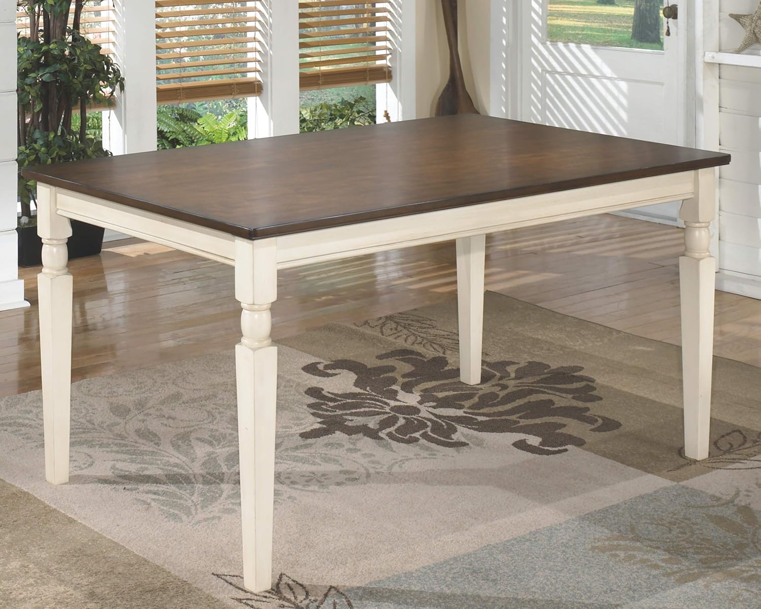 Signature Design by Ashley Whitesburg Cottage Dining Table, Seats up to 6, Brown & Antique White - Grand Goldman