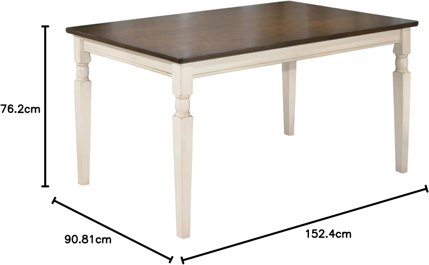 Signature Design by Ashley Whitesburg Cottage Dining Table, Seats up to 6, Brown & Antique White - Grand Goldman