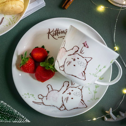 Simple Cat Ceramic Western Dish Bone China Breakfast Plate Household Tableware - Grand Goldman