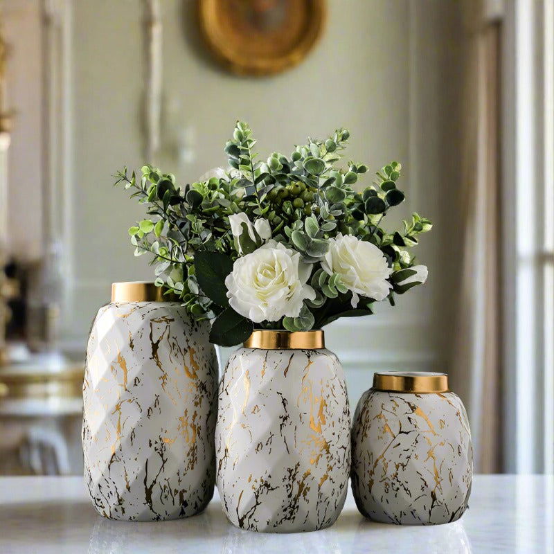 Simple And Modern Gold-painted Light Luxury Living Room Ceramic Vase - Grand Goldman