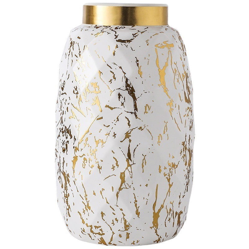 Simple And Modern Gold-painted Light Luxury Living Room Ceramic Vase - Grand Goldman