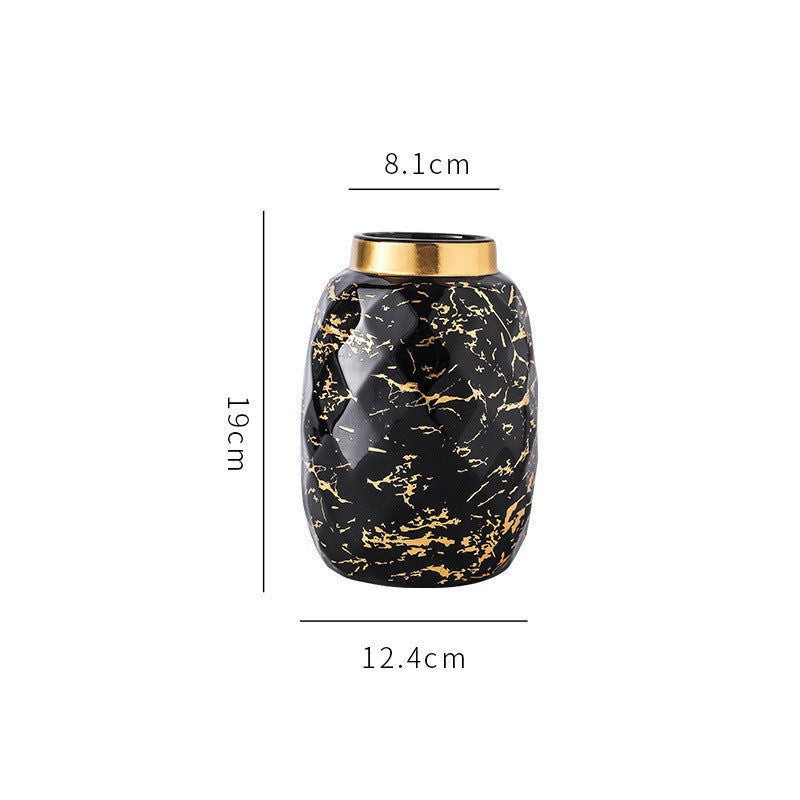 Simple And Modern Gold-painted Light Luxury Living Room Ceramic Vase - Grand Goldman