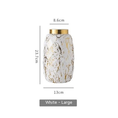 Simple And Modern Gold-painted Light Luxury Living Room Ceramic Vase - Grand Goldman