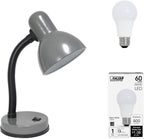 Simple Designs LD1003-BLK Basic Metal Desk Lamp with Flexible Hose Neck for Office, Living Room, Bedroom, College Dorm, Bookshelf, Black - Grand Goldman