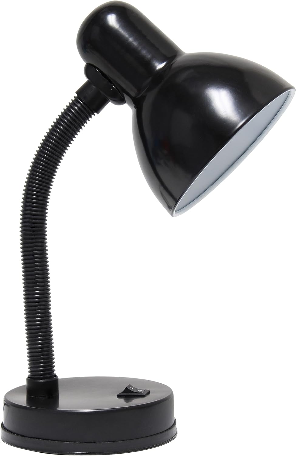Simple Designs LD1003-BLK Basic Metal Desk Lamp with Flexible Hose Neck for Office, Living Room, Bedroom, College Dorm, Bookshelf, Black - Grand Goldman