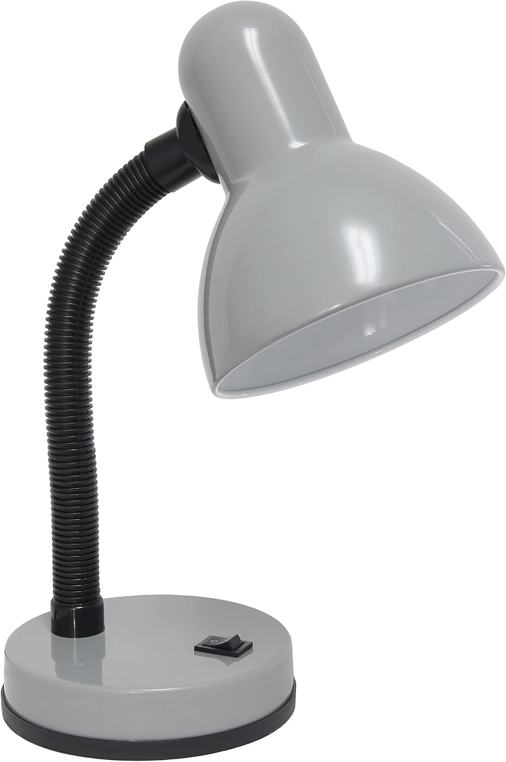 Simple Designs LD1003-BLK Basic Metal Desk Lamp with Flexible Hose Neck for Office, Living Room, Bedroom, College Dorm, Bookshelf, Black - Grand Goldman