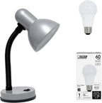 Simple Designs LD1003-BLK Basic Metal Desk Lamp with Flexible Hose Neck for Office, Living Room, Bedroom, College Dorm, Bookshelf, Black - Grand Goldman