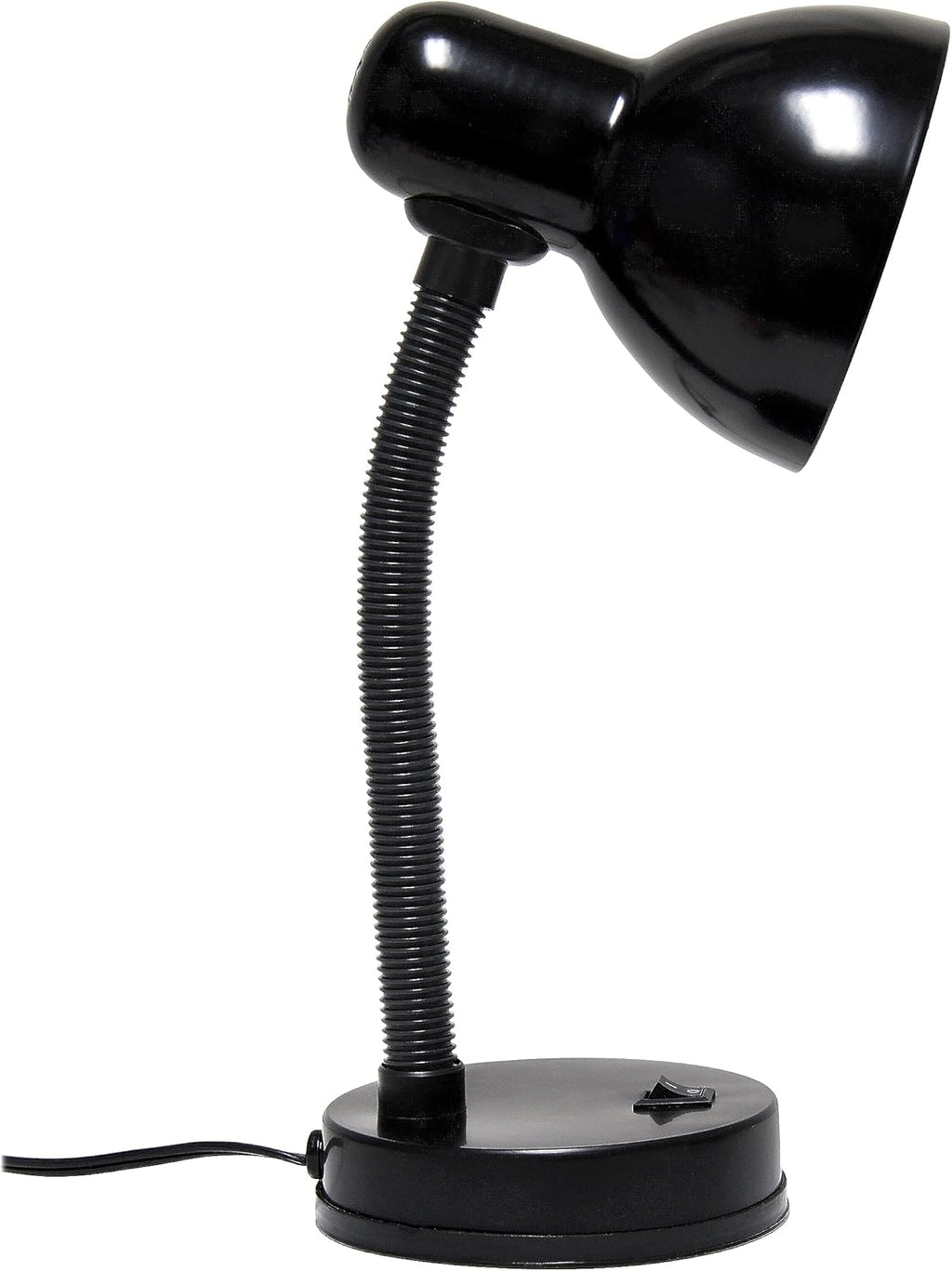 Simple Designs LD1003-BLK Basic Metal Desk Lamp with Flexible Hose Neck for Office, Living Room, Bedroom, College Dorm, Bookshelf, Black - Grand Goldman