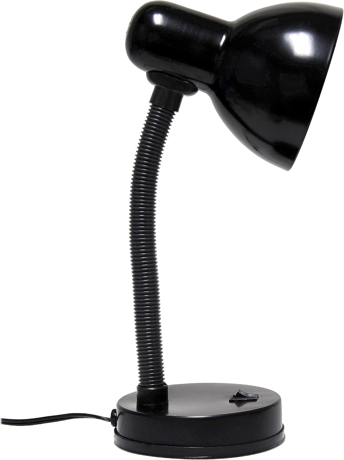 Simple Designs LD1003-BLK Basic Metal Desk Lamp with Flexible Hose Neck for Office, Living Room, Bedroom, College Dorm, Bookshelf, Black - Grand Goldman