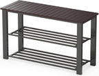 Simple Houseware Wood Top Shoe Storage Bench for Entryway, Rustic Brown - Grand Goldman